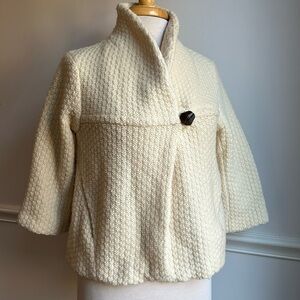 Free people Wool cropped Coat Cream white One Button Small EUC